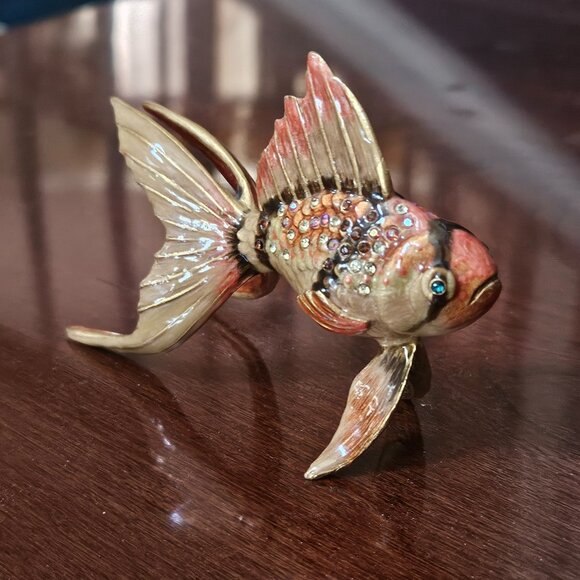 RARE JAY STRONGWATER GEOFFREY TROPICAL FISH GROTTO OCEAN CRYSTAL ENAMEL FIGURINE - Picture 3 of 12